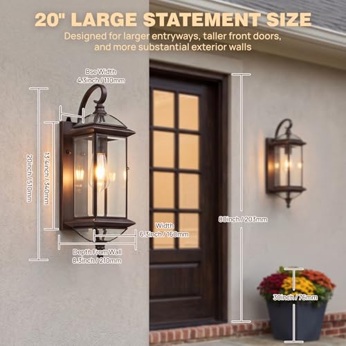 Solid Copper Dusk to Dawn Outdoor Wall Lantern (Bronze / 20''H)