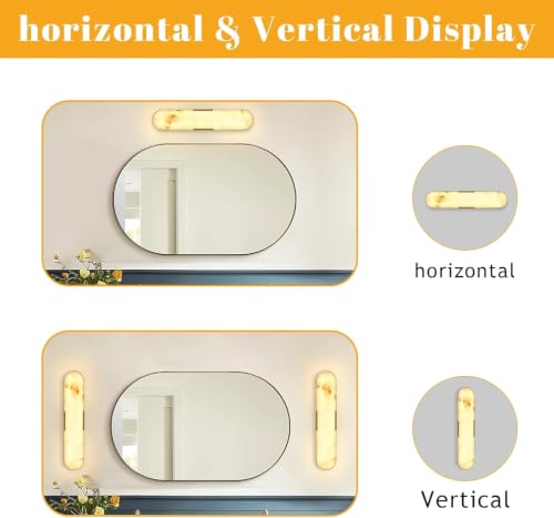 4-Pack 20-Inch Gold Alabaster Wall Sconces 3000K Warm White Spanish Alabaster Wall Lights for Bedroom Bathroom Bedside and Accent Wall (Gold-Warm light / 20in-4pack)
