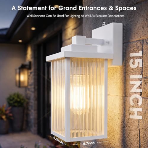15 Inch Dusk to Dawn Outdoor Wall Light (White / 15''-1 Pack)