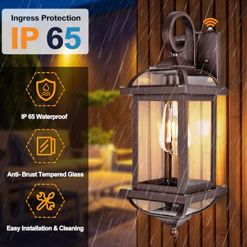 Bronze Dusk to Dawn Outdoor Lighting 18” Exterior Light Fixtures (Oil-Rubbed Bronze / Dusk to Dawn Sensor)