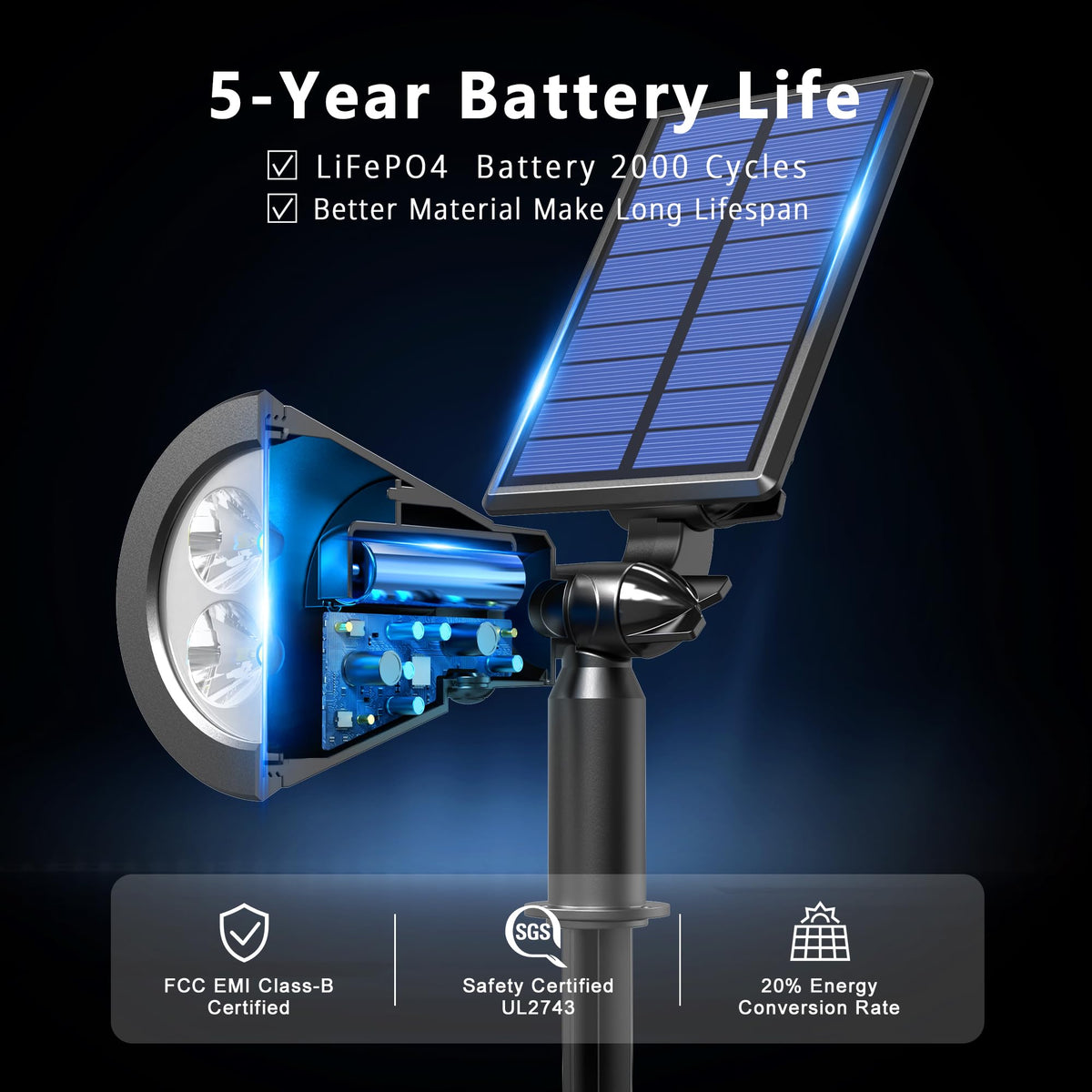 4 Pack Solar Spot Lights Outdoor Waterproof with Focus Beam (Multicolor)