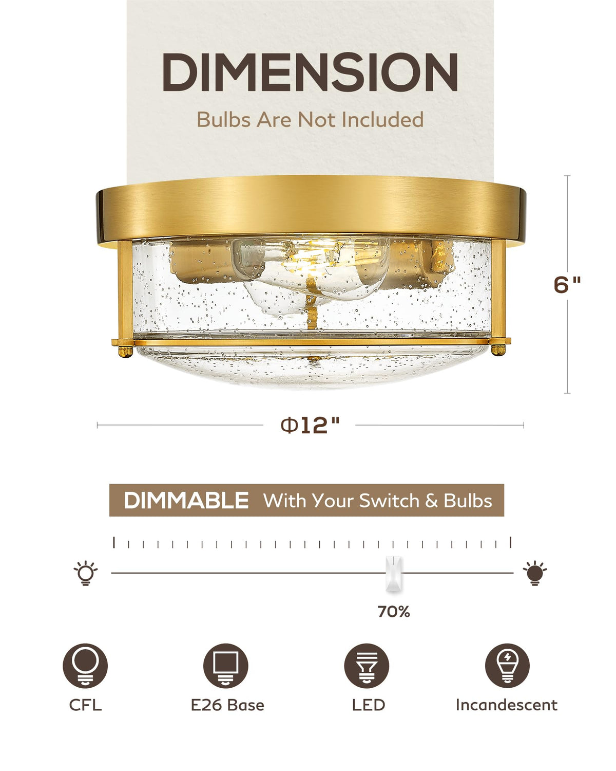 Brushed Gold Flush Mount Ceiling Light (Gold)