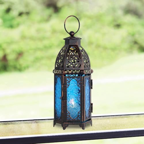 Christmas Lanterns Decorations Indoor & Outdoor (Medium / Blue - 11''h)