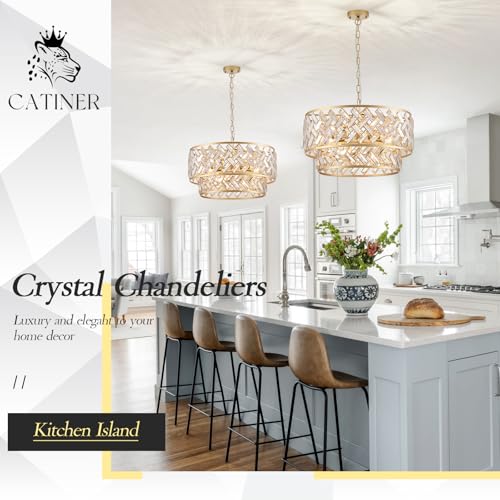 24" Gold Crystal Chandelier (Big Drum Gold)