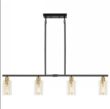 Kitchen Island Lighting Brushed Nickel & Black Dining Room Light Fixture with Milk