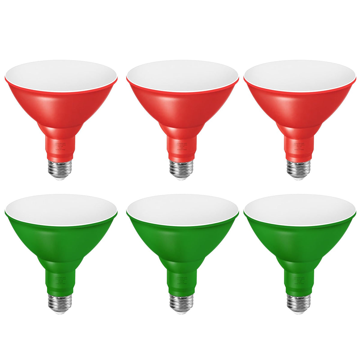 PAR38 Red and Green Light Bulbs (Red+green / 6 Pack)