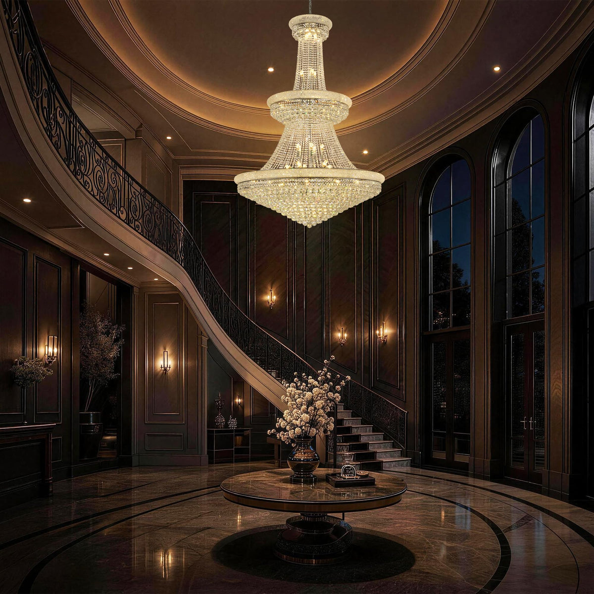 42 Lights Large Crystal Chandelier 48 (48"(Silver))