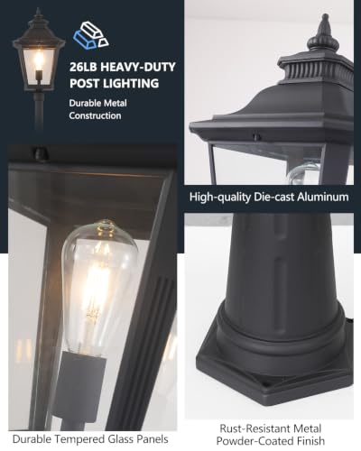 Large Outdoor Lamp Post Light with Warm Bulb (92" - Warm Bulb)