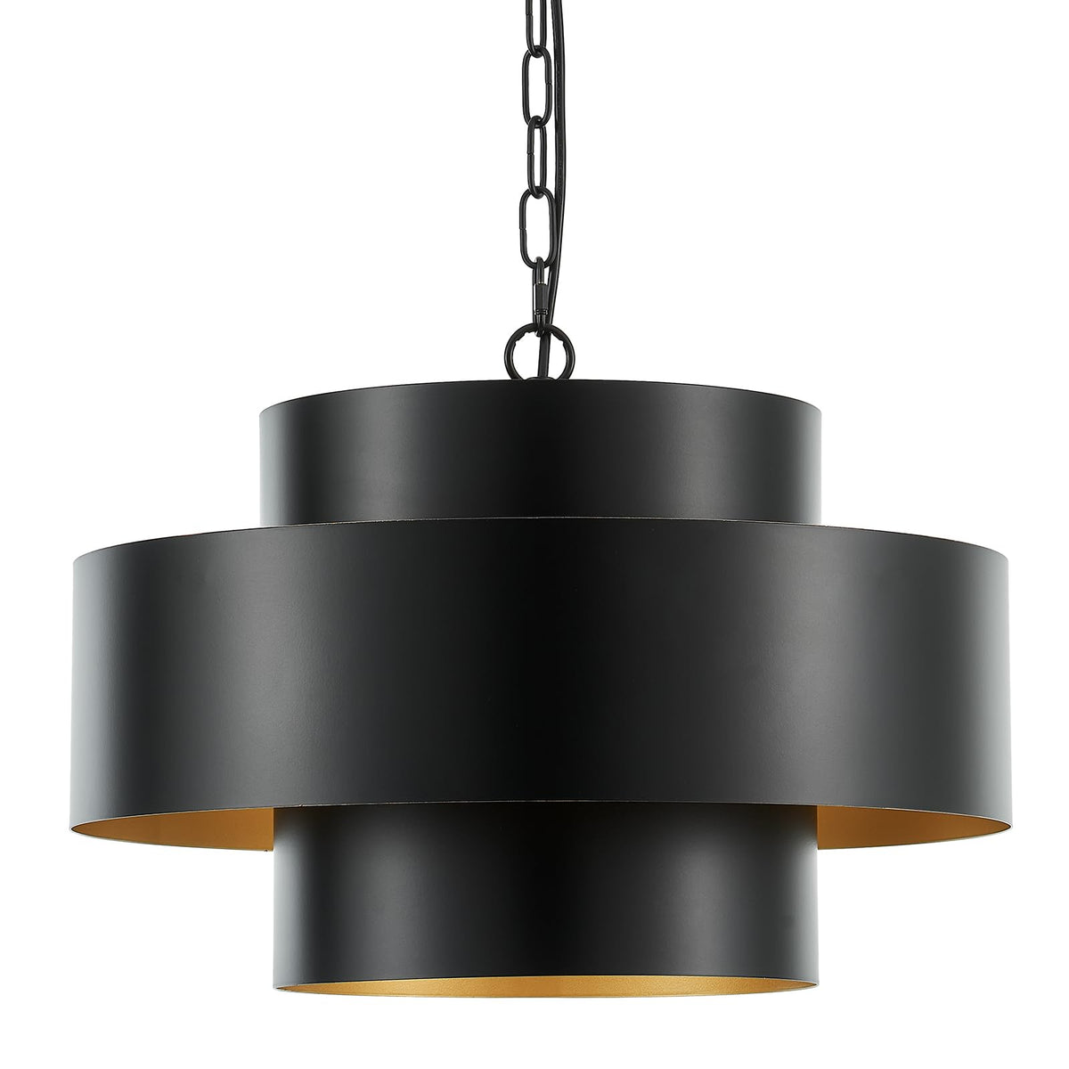 20” Matte Black Modern Chandelier 3 Round Classic Gold Metal Contemporary Industrial Pendant Light for Dining Living Room Kitchen Island (Black 2)