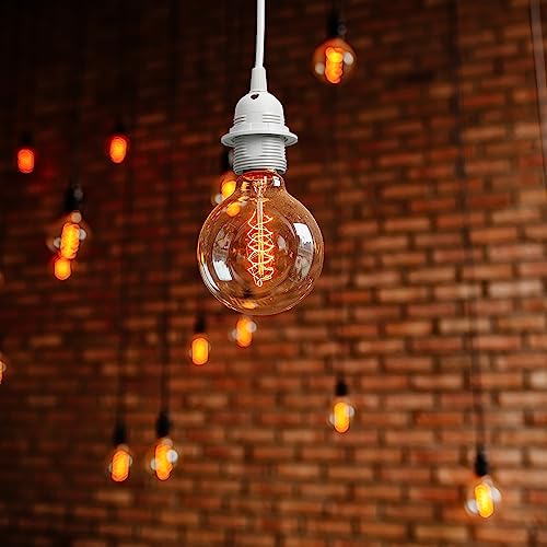 6 Pack Pendant Light Cord E26 E27 Socket with Switch (White)