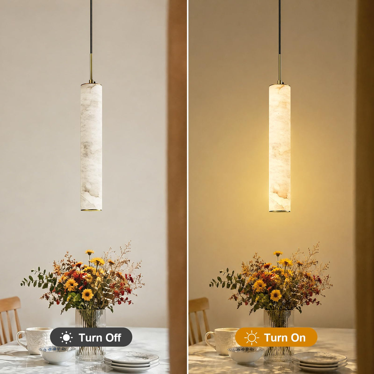 Gold Alabaster Kitchen Island Pendant Lights (Gold-WarmLight / 13.9in-1Pack)