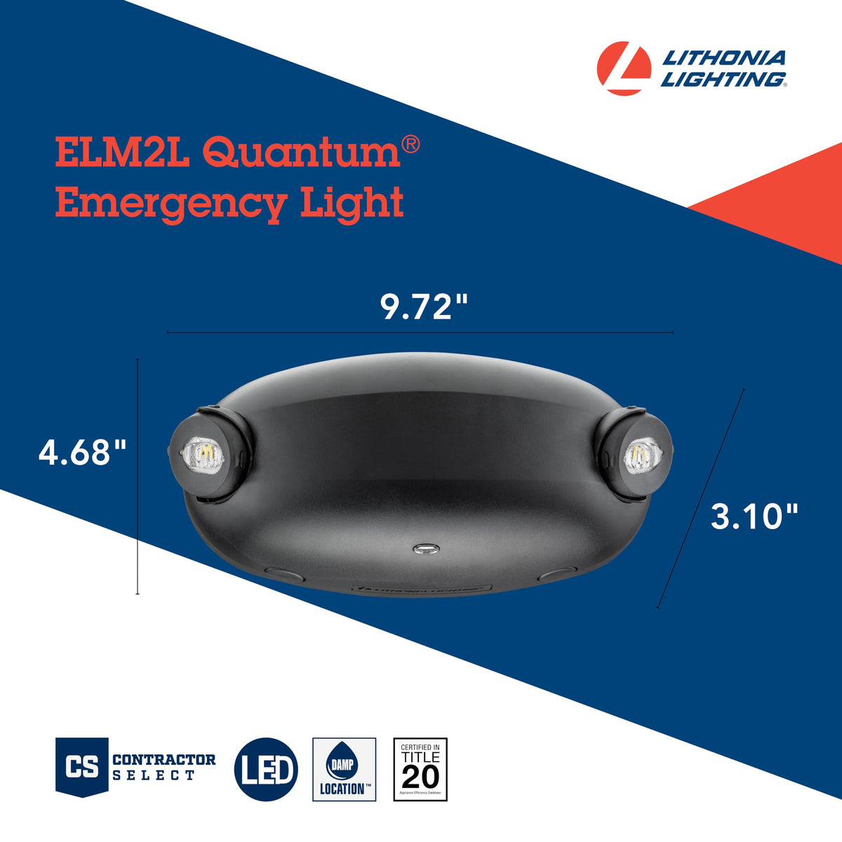 ELM2L B M12 Quantum LED Emergency Light (Black / 220 Lumens / Manual Testing)