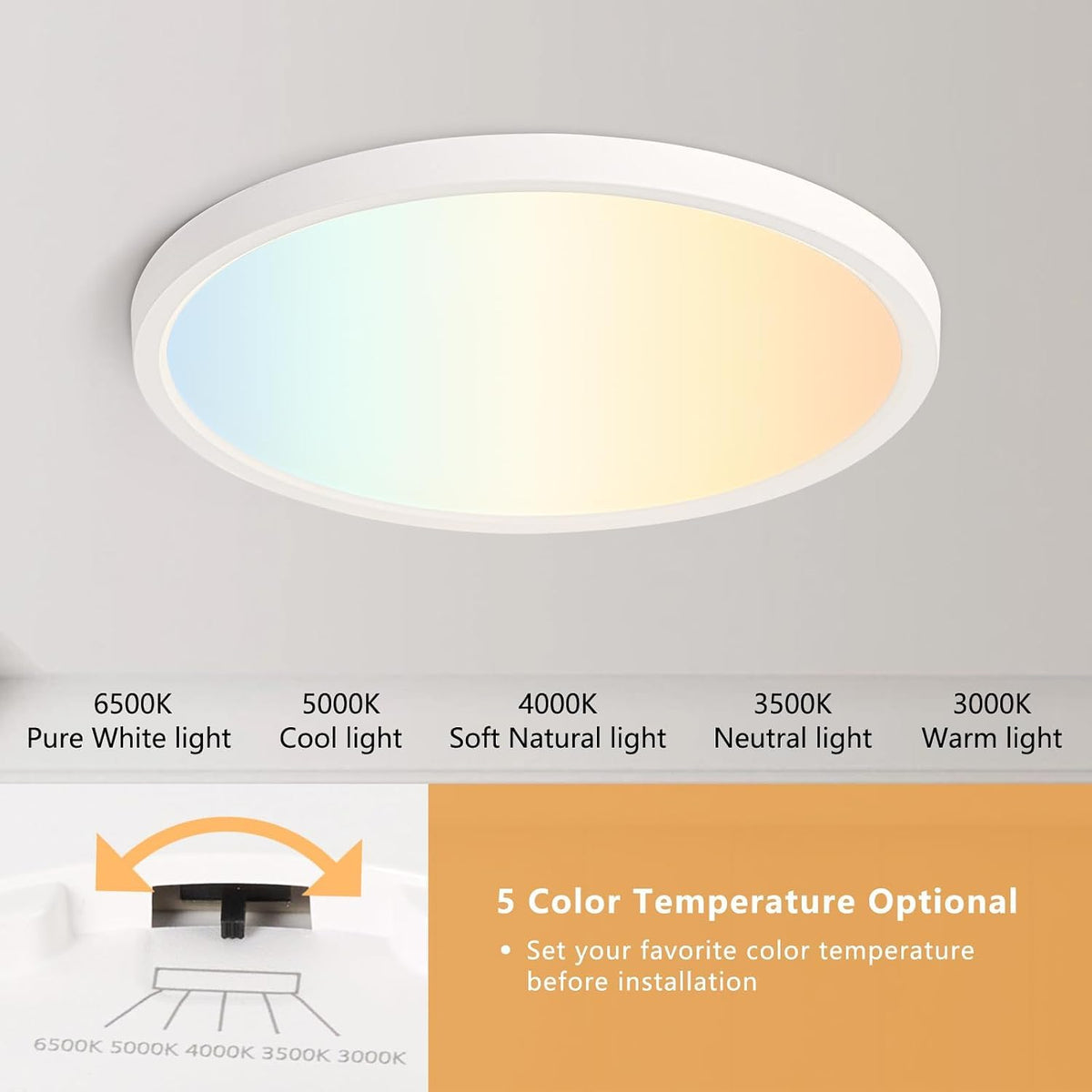 1PK 11.4 Inch LED Flush Mount Ceiling Light (White / 15")