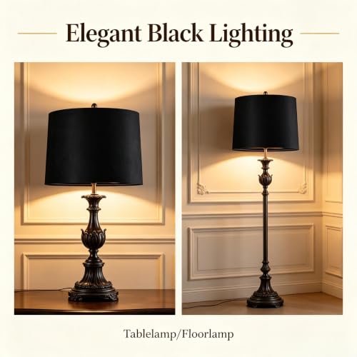 Black Lamp Shades Set of 2 (Black-Mirror Velvet / 11×13×10 IN-2 PCS)