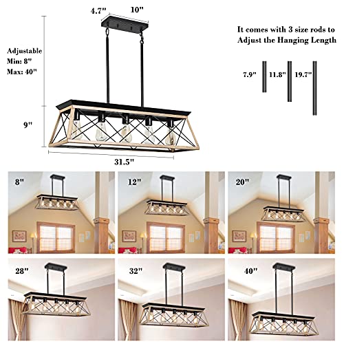 Farmhouse Chandeliers for Dining Room (Oak)