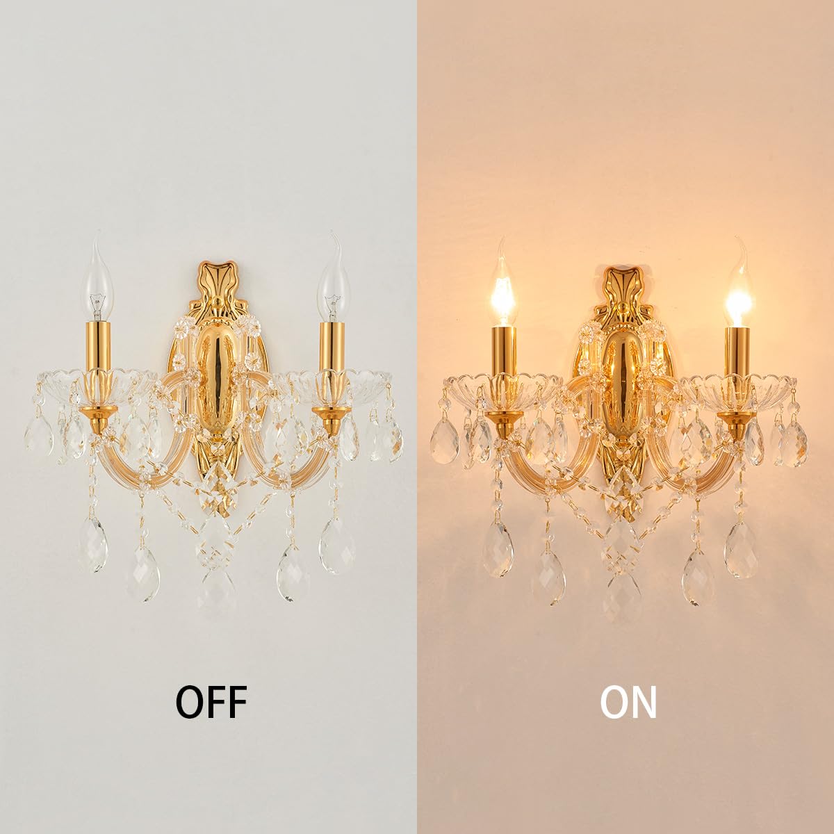 Gold Crystal Sconces Set of 2 (YL6065G-2Double)