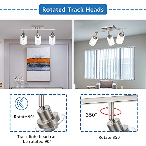 3 Light Bathroom Vanity Light Brushed Nickel Track Lighting Ceiling (Brushed Nickel / 3-Light)