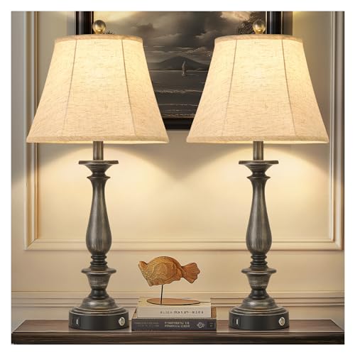 28.5'' Farmhouse Table Lamp Set of 2 (Antique Silver / 28.5'')