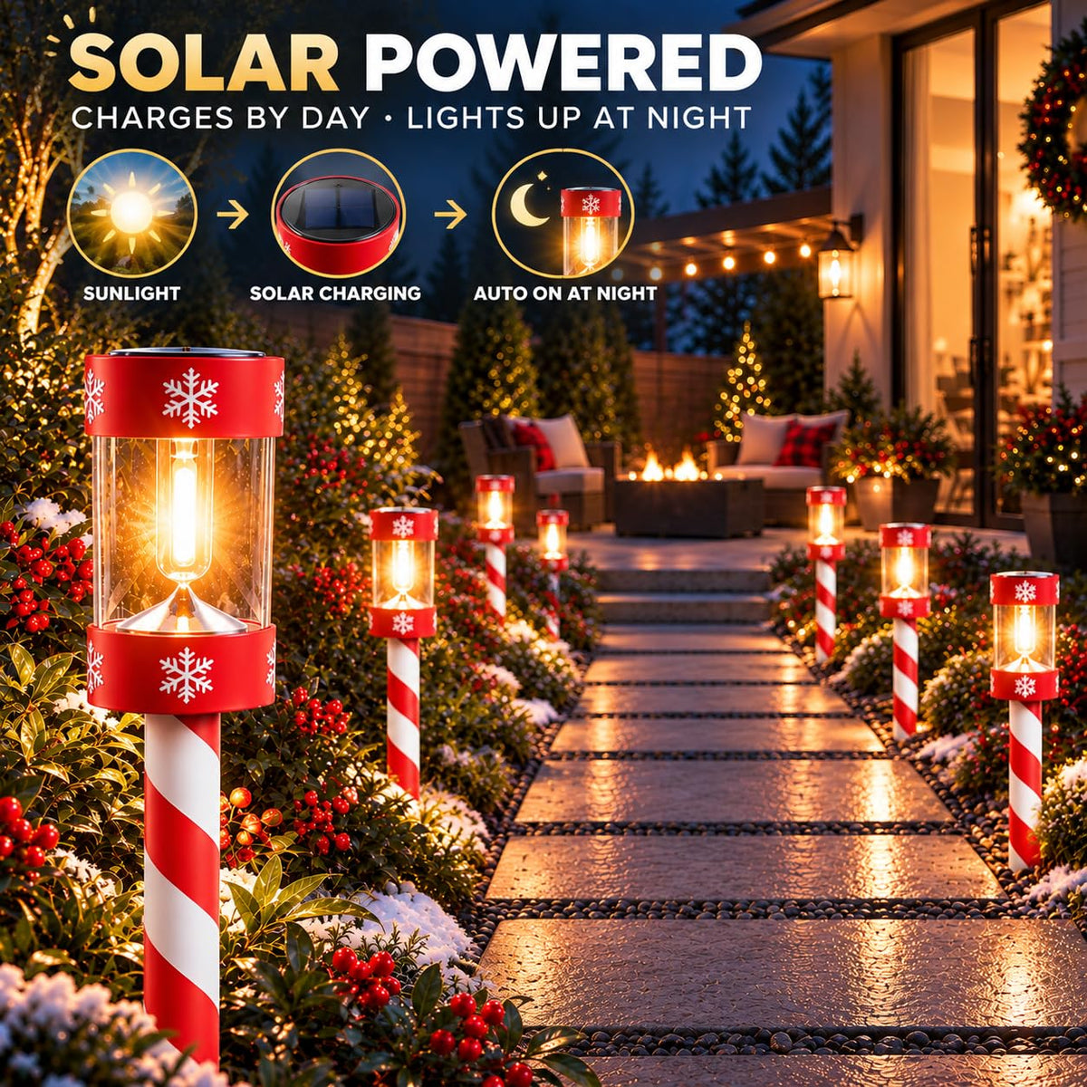 Christmas Solar Pathway Lights (Red White)