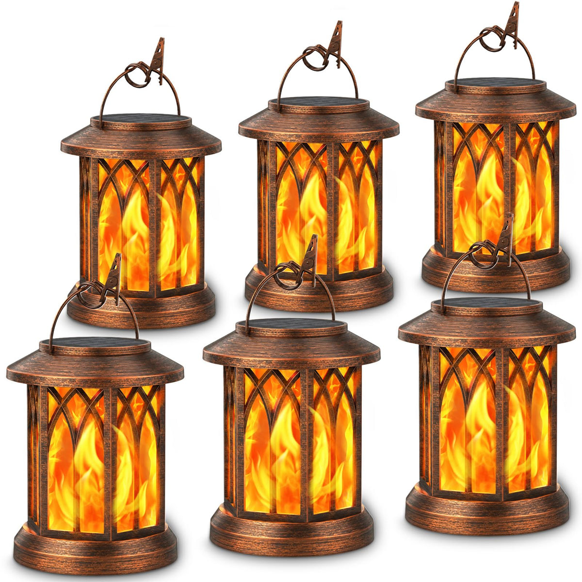 6 Pack Solar Lantern Outdoor Lights (Copper / 6 Pack)