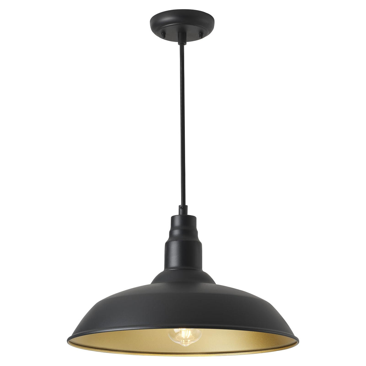 Farmhouse Pendant Light with 16 Inch Dome for Outdoor and Indoor Use (Matte Black / 16" Dome)