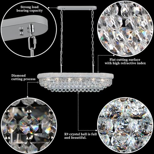 Chrome Crystal Chandeliers for Dining Room (Chrome / L35.4'' - 11Lights)