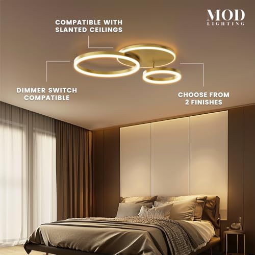 Chloe Flush Mount Ceiling Light (Metallic Gold / 3 Circles / Warm White)
