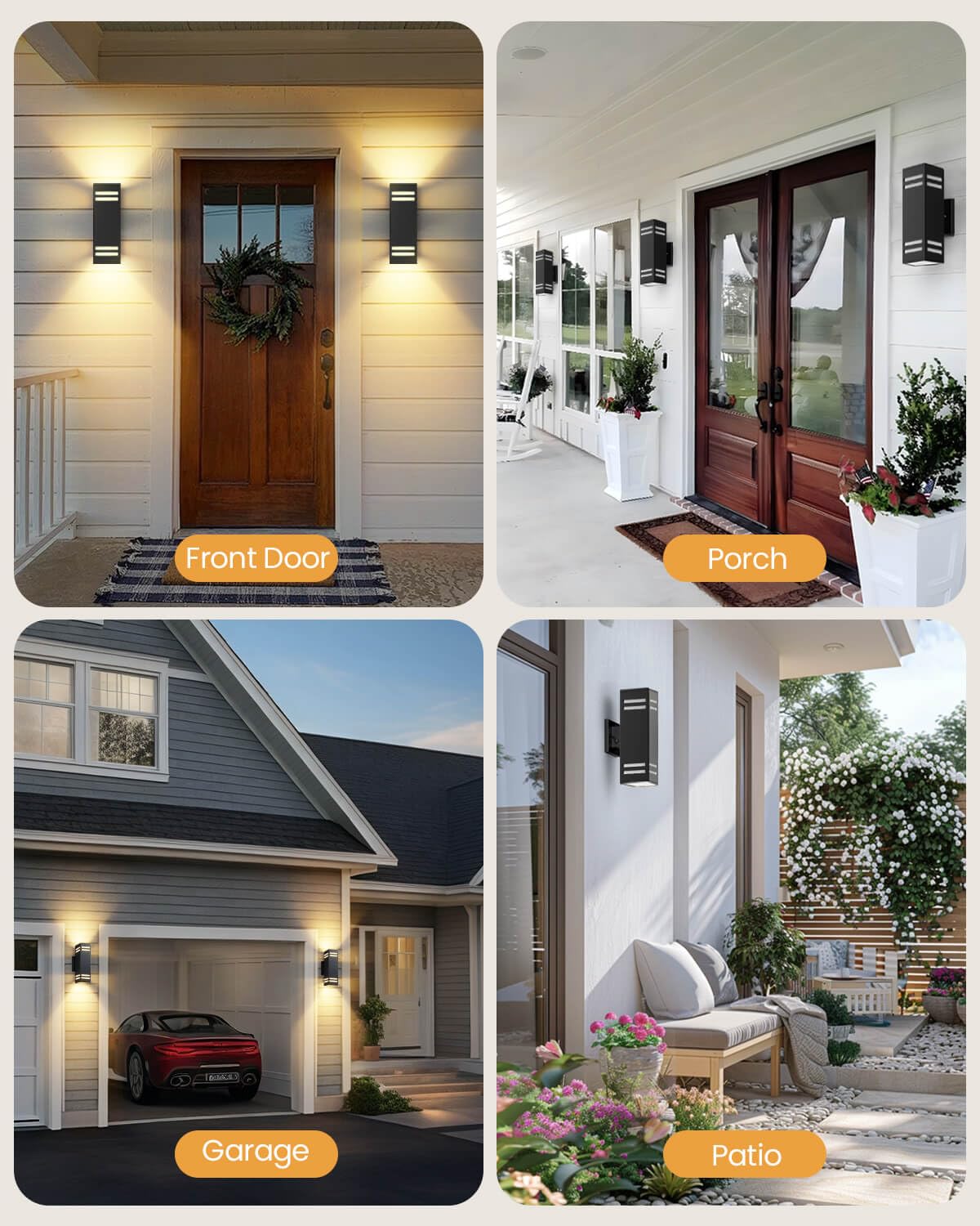 14" Outdoor Wall Lights Dusk to Dawn 2 Pack (Black-6 / 14 Inch)