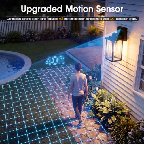2 Pack Motion Sensor Wall Light (Black / 10.6''-2 Pack)