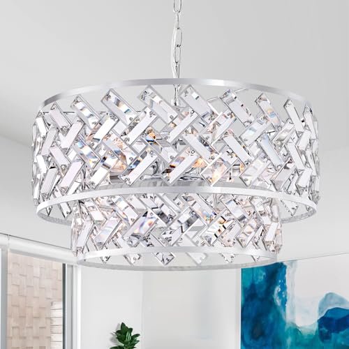 20" Chrome Crystal Chandelier (Large Drum Chrome)