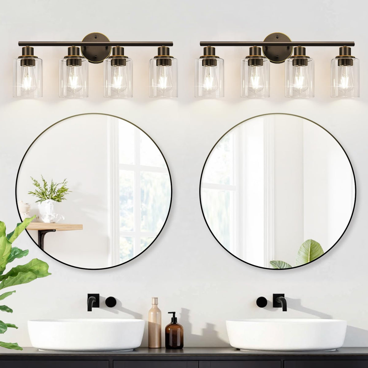 4 Light Bathroom Light Fixtures (Brown and Gold / 4-light)