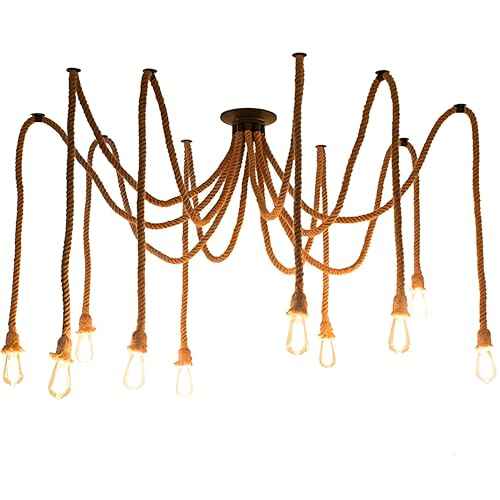 E27 Hemp Rope Pendant Light (10 Head)