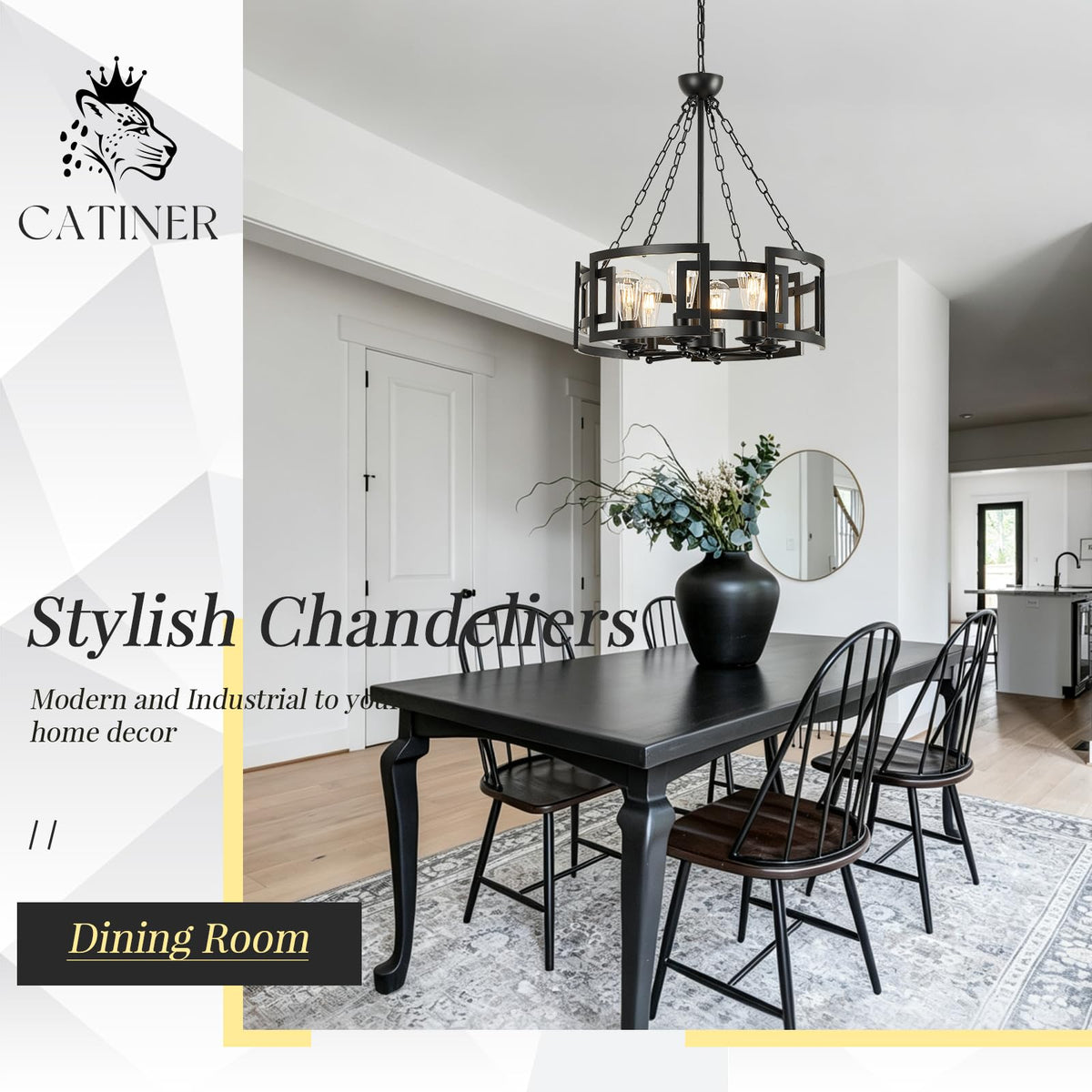 20.5" 6 Light Industrial Drum Chandelier with Black Metal (Drum Black / 20 inches)