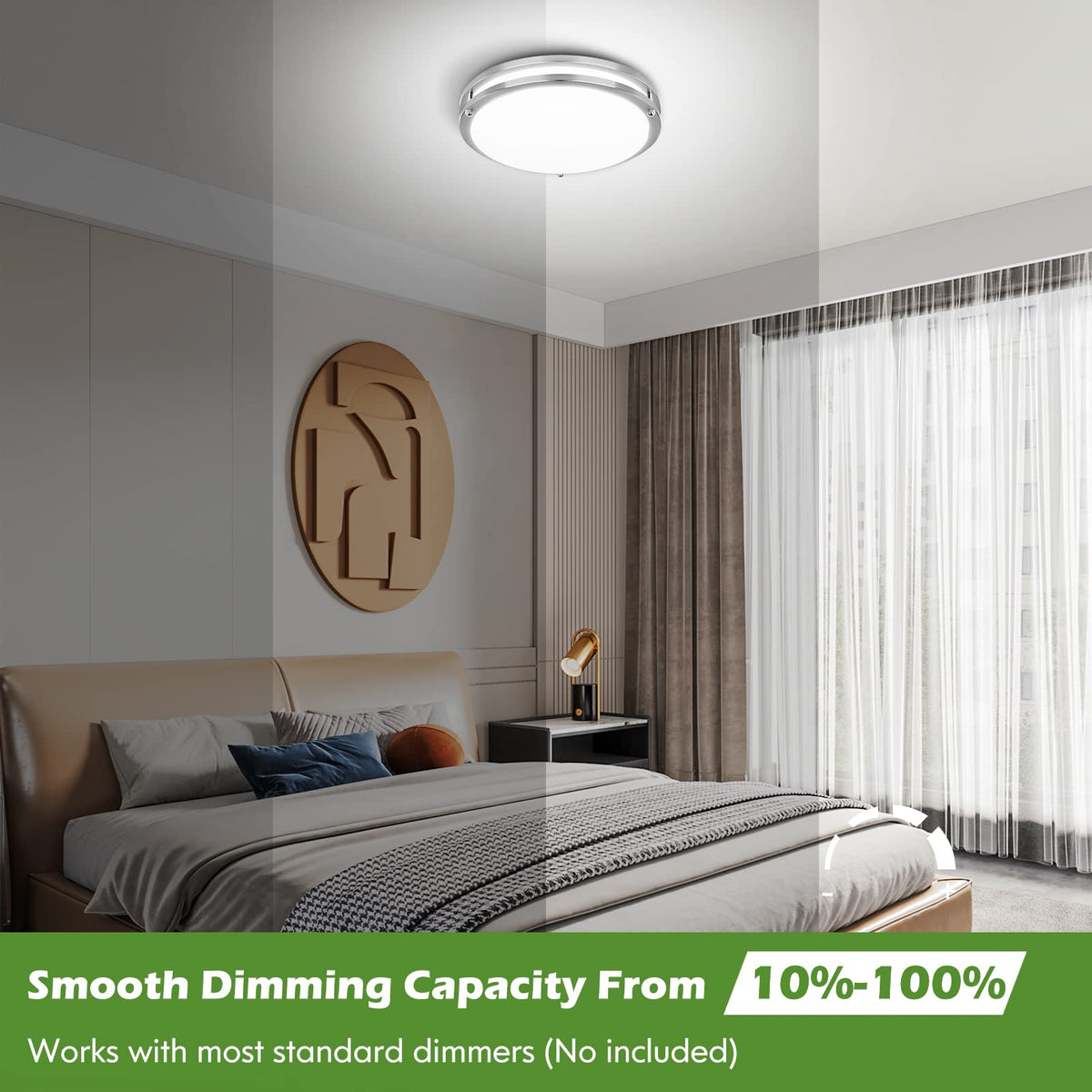 13 inch Dimmable LED Ceiling Light Fixture (Brushed Nickel / 13 inch)