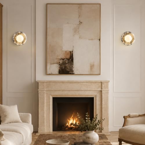 7.9" Natural Alabaster Wall Sconce (7.9 in-1-Light-round)
