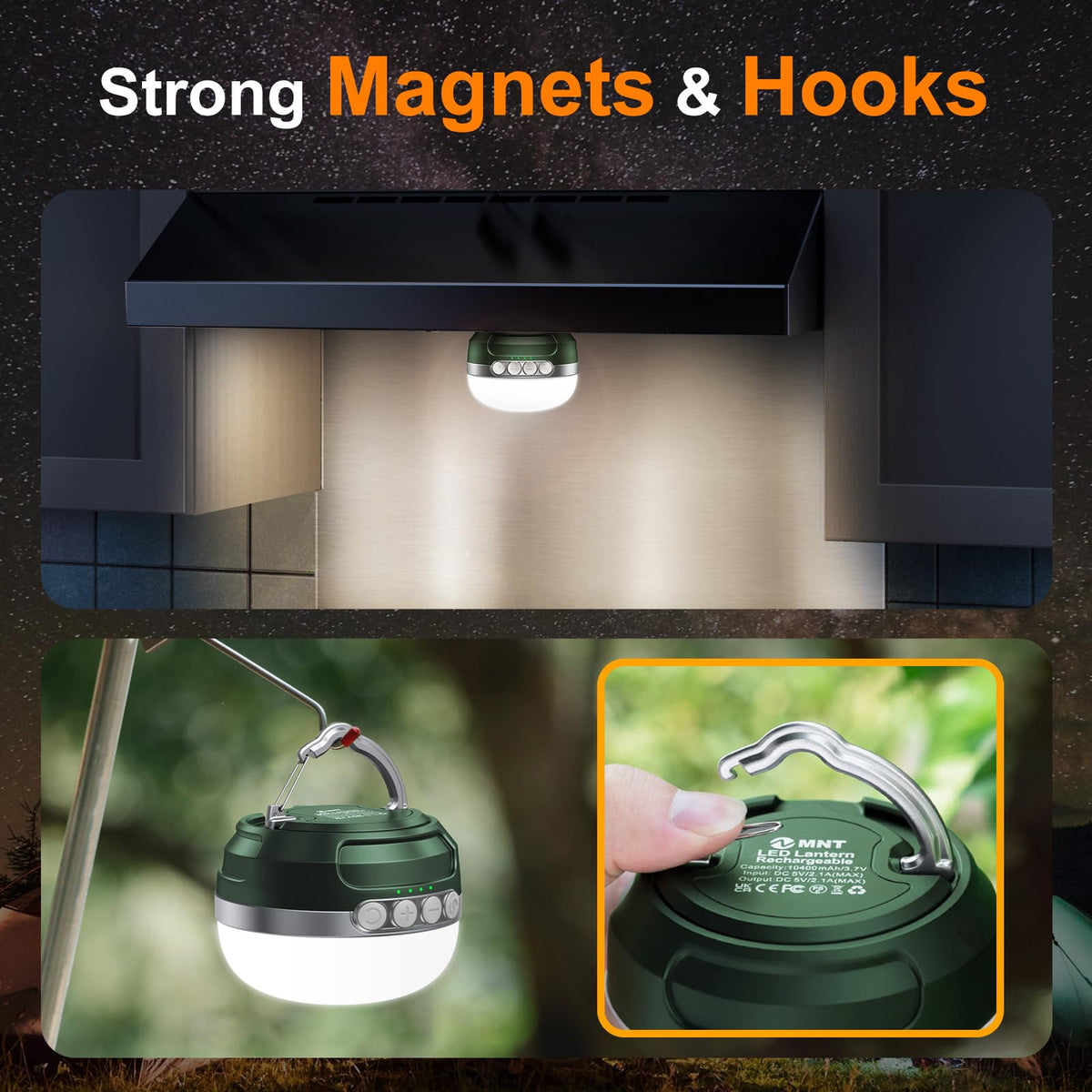 LED Camping Lantern Rechargeable 1400LM (Green)