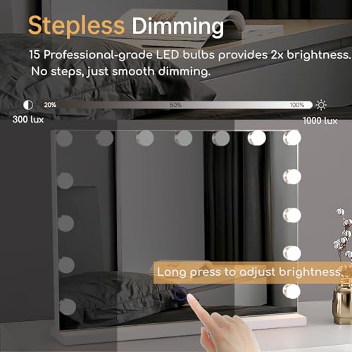 Hollywood Vanity Mirror with Lights (Matte White / 18"L x 23"W)