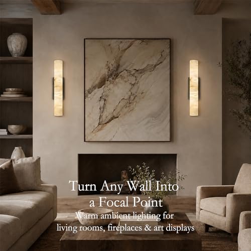 20" Alabaster Wall Sconce (Black-1 PC / 20")