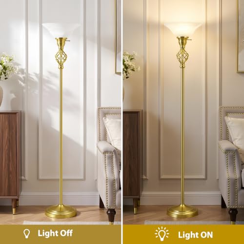 Torchiere Floor Lamp for Living Room (Gold)