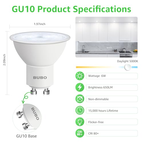GU10 LED Bulb 6W Equivalent 50W (6 Pack / 5000k Daylight)