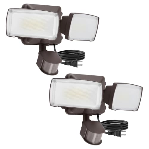 21W 2 Pack Plug in Motion Sensor Light Outdoor (Brown / 2 Pack)