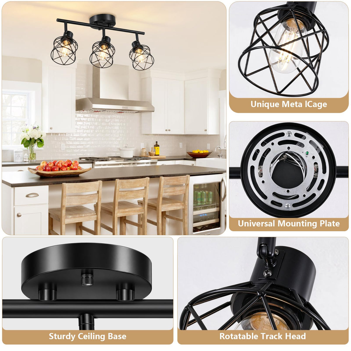 3 Lights Adjustable Multi (Black / 3-Light)