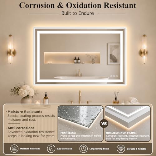 24"x36" LED Bathroom Mirror with Lights (White / 36"L x 24"W)