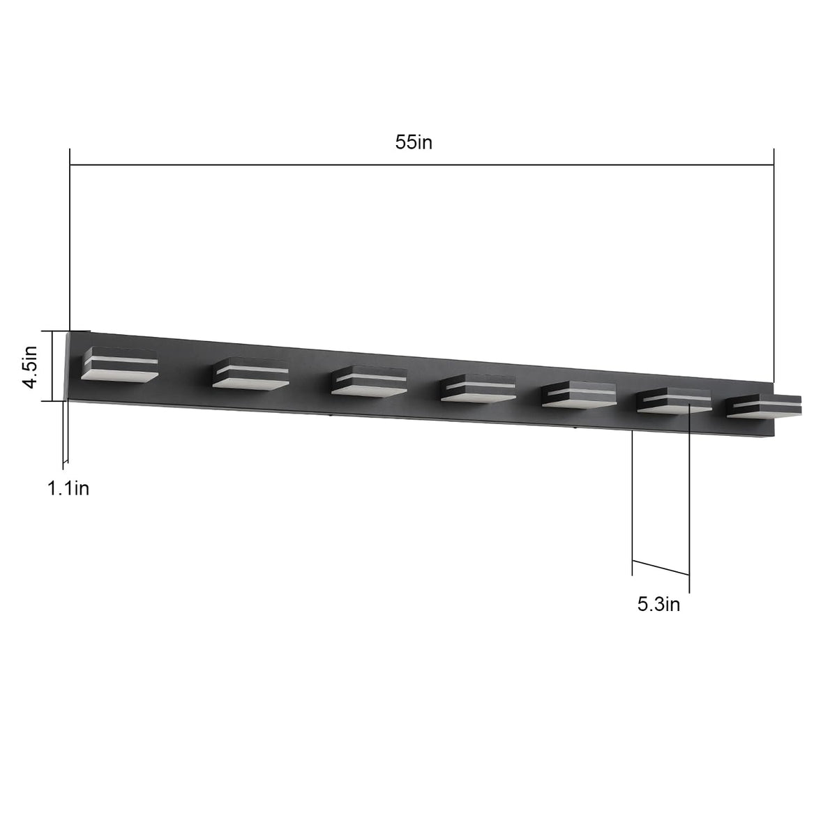 LED Modern Bathroom Vanity Light Fixtures (7-Light, 55-Inch / Black, White)