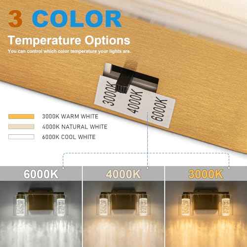 2 Light Gold Vanity Light with 3 Color Modes (2-light / Gold)