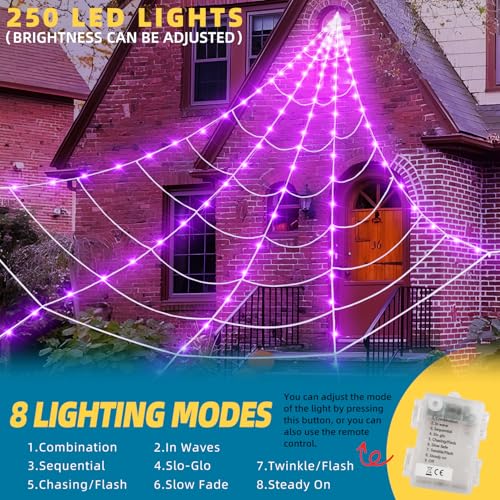 Halloween 200" Spider Web Light Decorations Outdoor