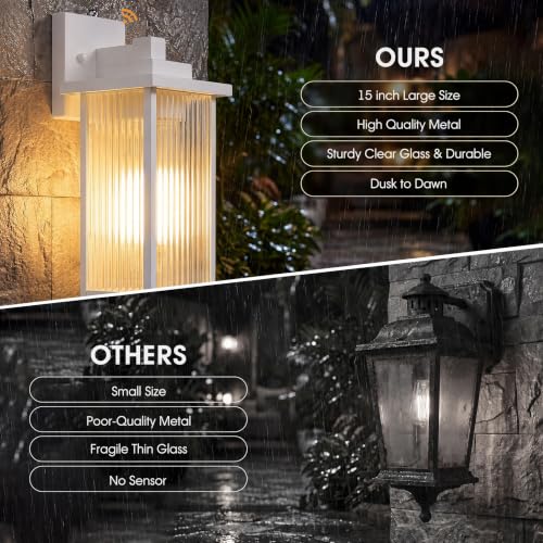 15 Inch Dusk to Dawn Outdoor Wall Light (White / 15''-1 Pack)
