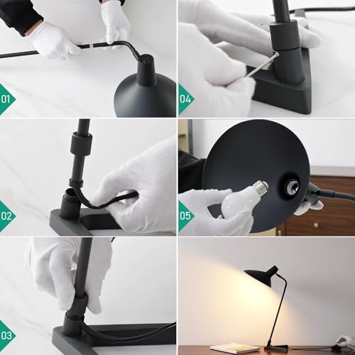Industrial Desk Lamp Metal Modern Table Lamp 22" (Sand Black)