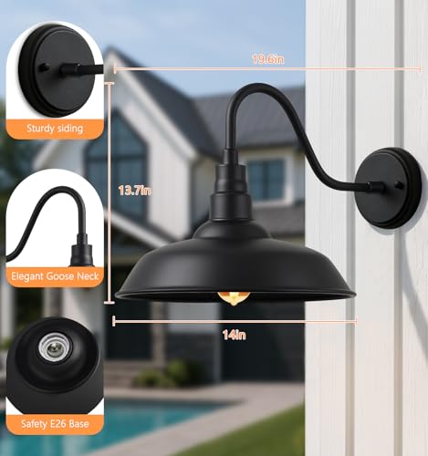 14" Outdoor Barn Gooseneck Lights (14 Dome - 2 Pack)