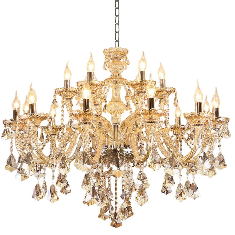 Luxury Cognac Crystal Chandelier 18 Lights (18 Lights)